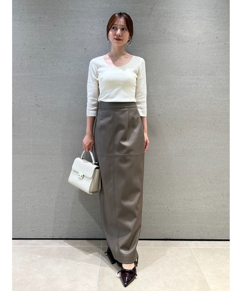 Uネックシンプルリブニットプルオーバー（ニット/セーター）｜SNIDEL