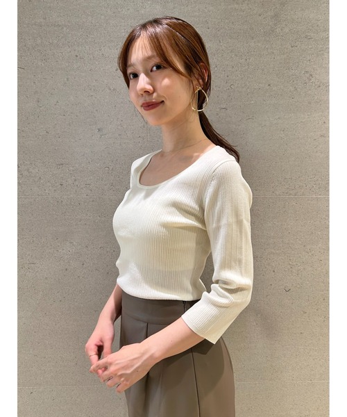 Uネックシンプルリブニットプルオーバー（ニット/セーター）｜SNIDEL