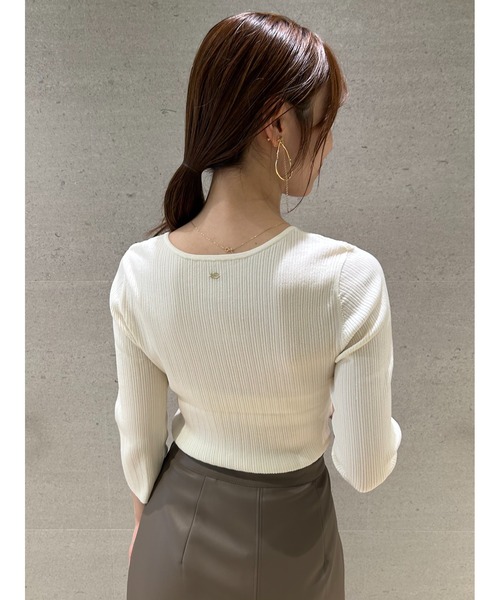 Uネックシンプルリブニットプルオーバー（ニット/セーター）｜SNIDEL