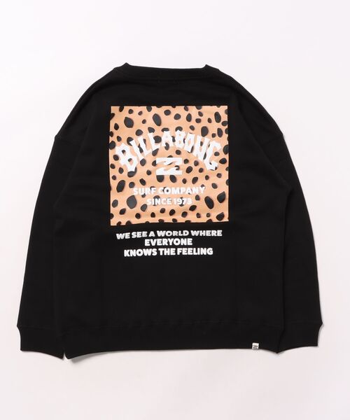 BILLABONG（ビラボン）の「BILLABONG/ビラボン トレーナー スウェット キッズ クルーネック レオパード柄 ロゴ バックプリント 裏毛 親子コーデ SQUARE LOGO BOY FIT BF016-030（スウェット・キッズ・ブラック/ホワイト・150cm/130cm/140cm）」の4枚目の写真