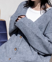 ウォッシャブル オーバーサイズ Vネックニットカーディガン / 静電気防止【THE CRAFT CREW PRODUCTS】ライトグレー