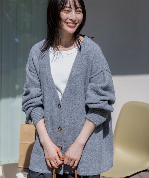 【完売品】TTT_MSW クルーネック カーディガン グレー 中古・古着通販】TTT MSW (ティー) バイカラーモヘアニット