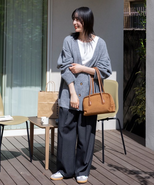 ウォッシャブル オーバーサイズ Vネックニットカーディガン