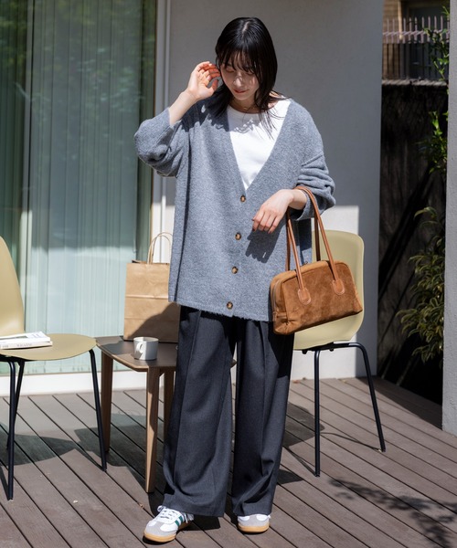 ハンドメイドv ウォッシャブル オーバーサイズ Vネックニットカーディガン