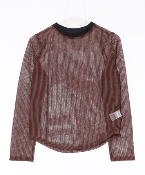STYLEBLOCK（スタイルブロック）の「コードメッシュロンT（Tシャツ/カットソー・レディース・ブラック/ブラウン/ベージュ・M）」の2枚目の写真