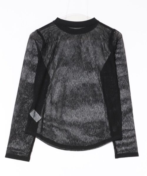 STYLEBLOCK（スタイルブロック）の「コードメッシュロンT（Tシャツ/カットソー・レディース・ブラック/ブラウン/ベージュ・M）」の8枚目の写真