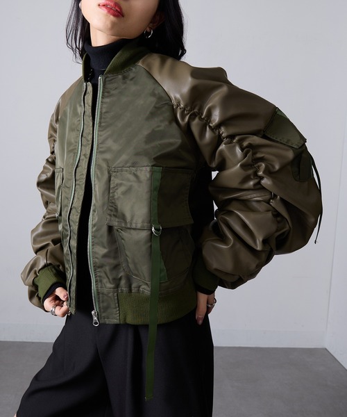 MAGASIN DE MODE Onjna(マガジンデモードオンジェナ )の「【MAGASIN DE MODE Onjna】ボンバーフライトジャケット trc(その他アウター・レディース・ブラック/カーキ/グレー・FREE)」の12枚目の写真