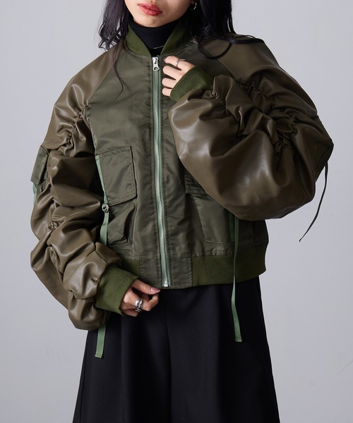 MAGASIN DE MODE Onjna(マガジンデモードオンジェナ )の「【MAGASIN DE MODE Onjna】ボンバーフライトジャケット trc(その他アウター・レディース・ブラック/カーキ/グレー・FREE)」の14枚目の写真