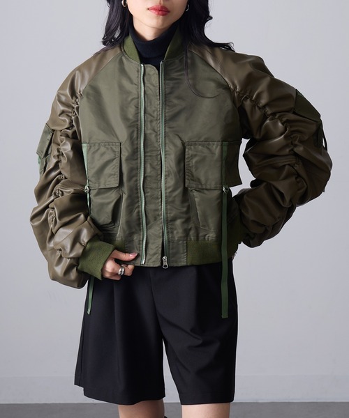 MAGASIN DE MODE Onjna(マガジンデモードオンジェナ )の「【MAGASIN DE MODE Onjna】ボンバーフライトジャケット trc(その他アウター・レディース・ブラック/カーキ/グレー・FREE)」の15枚目の写真