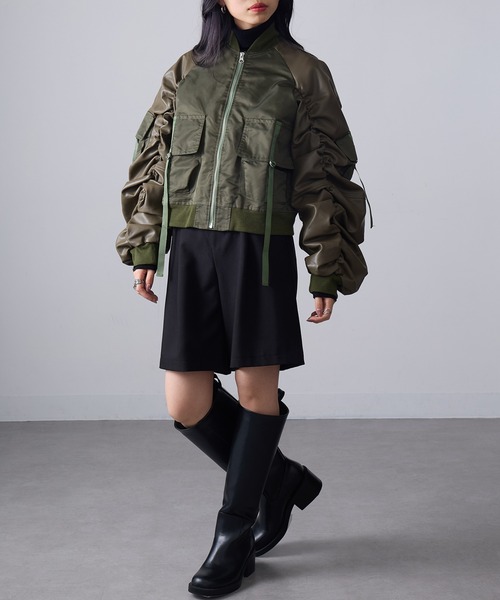 MAGASIN DE MODE Onjna(マガジンデモードオンジェナ )の「【MAGASIN DE MODE Onjna】ボンバーフライトジャケット trc(その他アウター・レディース・ブラック/カーキ/グレー・FREE)」の16枚目の写真