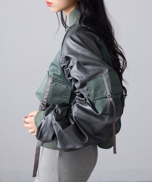 MAGASIN DE MODE Onjna(マガジンデモードオンジェナ )の「【MAGASIN DE MODE Onjna】ボンバーフライトジャケット trc(その他アウター・レディース・ブラック/カーキ/グレー・FREE)」の18枚目の写真
