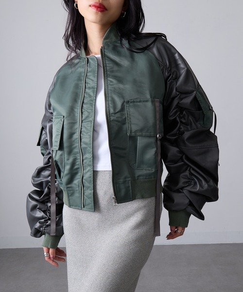 MAGASIN DE MODE Onjna(マガジンデモードオンジェナ )の「【MAGASIN DE MODE Onjna】ボンバーフライトジャケット trc(その他アウター・レディース・ブラック/カーキ/グレー・FREE)」の20枚目の写真