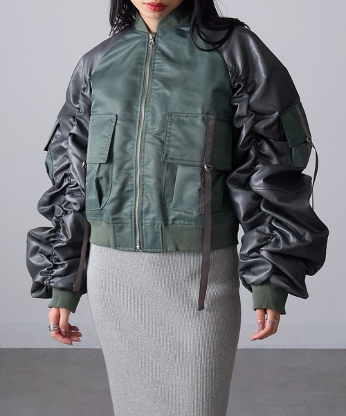 MAGASIN DE MODE Onjna(マガジンデモードオンジェナ )の「【MAGASIN DE MODE Onjna】ボンバーフライトジャケット trc(その他アウター・レディース・ブラック/カーキ/グレー・FREE)」の21枚目の写真