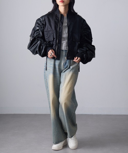 MAGASIN DE MODE Onjna(マガジンデモードオンジェナ )の「【MAGASIN DE MODE Onjna】ボンバーフライトジャケット trc(その他アウター・レディース・ブラック/カーキ/グレー・FREE)」の10枚目の写真