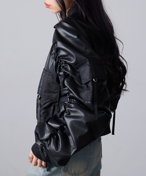 MAGASIN DE MODE Onjna(マガジンデモードオンジェナ )の「【MAGASIN DE MODE Onjna】ボンバーフライトジャケット trc(その他アウター・レディース・ブラック/カーキ/グレー・FREE)」の7枚目の写真