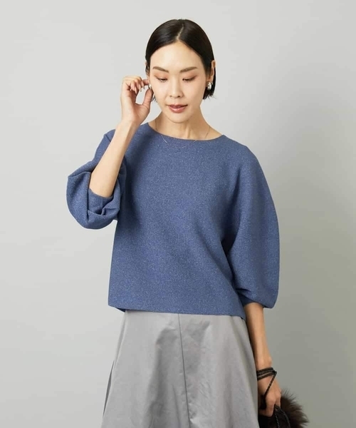 MICHEL KLEIN（ミッシェル・クラン）の「ホールガーメント(R)ラメニット（ニット/セーター・レディース・モカ/カリビアンブルー/ライトグレー・38）」の15枚目の写真