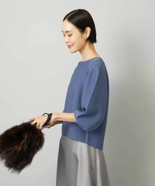 MICHEL KLEIN（ミッシェル・クラン）の「ホールガーメント(R)ラメニット（ニット/セーター・レディース・モカ/カリビアンブルー/ライトグレー・38）」の16枚目の写真