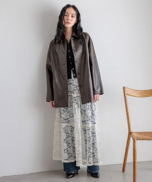 LOWRYS FARM（ローリーズファーム）の「レースティアードスカート  579640（スカート・レディース・ブラウン/アイボリー/ブラック・FREE）」の4枚目の写真