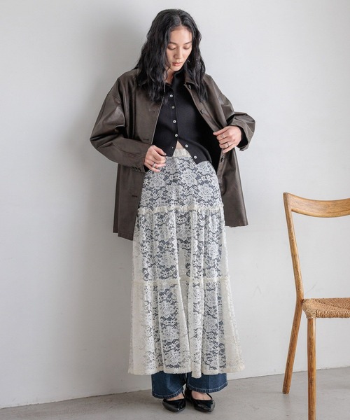 LOWRYS FARM（ローリーズファーム）の「レースティアードスカート  579640（スカート・レディース・ブラウン/アイボリー/ブラック・FREE）」の5枚目の写真