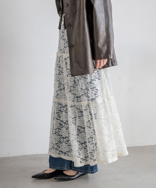 LOWRYS FARM（ローリーズファーム）の「レースティアードスカート  579640（スカート・レディース・ブラウン/アイボリー/ブラック・FREE）」の7枚目の写真