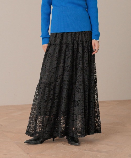 LOWRYS FARM（ローリーズファーム）の「レースティアードスカート  579640（スカート・レディース・ブラウン/アイボリー/ブラック・FREE）」の20枚目の写真