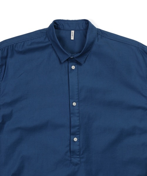 The DUFFER of ST.GEORGE（ザダファーオブセントジョージ）の「SHORT COLLAR PO SHIRT：バックサテン ショートカラー プルオーバーシャツ（シャツ/ブラウス・メンズ・ライトブルー/ネイビー/チャコールグレー/ブラック・X-LARGE/LARGE/MEDIUM/SMALL）」の11枚目の写真