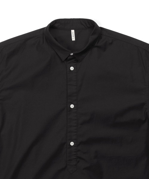 The DUFFER of ST.GEORGE（ザダファーオブセントジョージ）の「SHORT COLLAR PO SHIRT：バックサテン ショートカラー プルオーバーシャツ（シャツ/ブラウス・メンズ・ライトブルー/ネイビー/チャコールグレー/ブラック・X-LARGE/LARGE/MEDIUM/SMALL）」の9枚目の写真