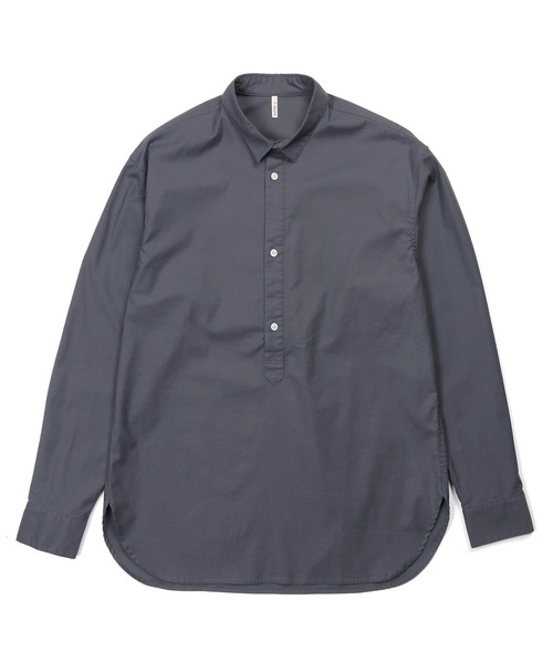 The DUFFER of ST.GEORGE（ザダファーオブセントジョージ）の「SHORT COLLAR PO SHIRT：バックサテン ショートカラー プルオーバーシャツ（シャツ/ブラウス・メンズ・ライトブルー/ネイビー/チャコールグレー/ブラック・X-LARGE/LARGE/MEDIUM/SMALL）」の18枚目の写真