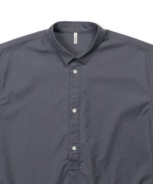 The DUFFER of ST.GEORGE（ザダファーオブセントジョージ）の「SHORT COLLAR PO SHIRT：バックサテン ショートカラー プルオーバーシャツ（シャツ/ブラウス・メンズ・ライトブルー/ネイビー/チャコールグレー/ブラック・X-LARGE/LARGE/MEDIUM/SMALL）」の10枚目の写真