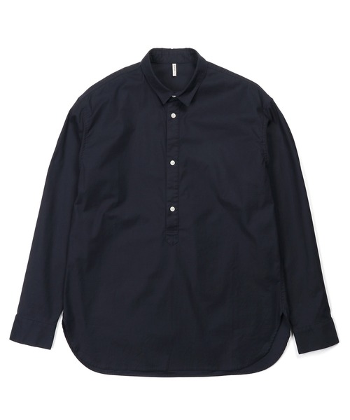The DUFFER of ST.GEORGE（ザダファーオブセントジョージ）の「SHORT COLLAR PO SHIRT：バックサテン ショートカラー プルオーバーシャツ（シャツ/ブラウス・メンズ・ライトブルー/ネイビー/チャコールグレー/ブラック・X-LARGE/LARGE/MEDIUM/SMALL）」の8枚目の写真