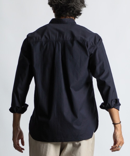 The DUFFER of ST.GEORGE（ザダファーオブセントジョージ）の「SHORT COLLAR PO SHIRT：バックサテン ショートカラー プルオーバーシャツ（シャツ/ブラウス・メンズ・ライトブルー/ネイビー/チャコールグレー/ブラック・X-LARGE/LARGE/MEDIUM/SMALL）」の16枚目の写真