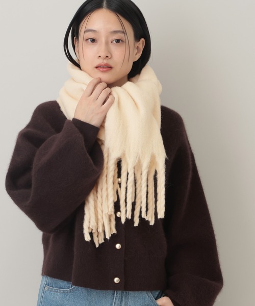 A part by(アパートバイ)の「モヘアコンフリンジストール(ストール/ショール・レディース・アイボリー/ブルー系その他2/ライトグレー・FREE)」の4枚目の写真