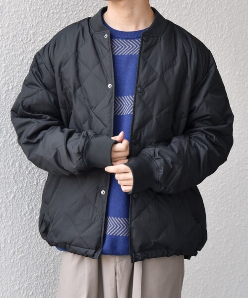 TAION(タイオン)の「【SHIPS any別注】TAION:〈手洗い可能〉ダイヤキルト スピンドル ダウン ブルゾン 25AW◇(ブルゾン・メンズ・ダークグレー/ブラック・SMALL/MEDIUM/LARGE/X-LARGE)」の2枚目の写真
