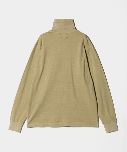 Yonetomi（ヨネトミ）の「＜Yonetomi＞GARMENT DYED BORDER T-SHIRT/ボーダー タートルネック ロングTシャツ（Tシャツ/カットソー・メンズ・ネイビー/ベージュ/ダークグレー・3/2）」の12枚目の写真