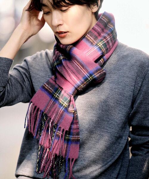 UNTITLED（アンタイトル）の「【名品／定番人気】ウールチェックマフラー（ストール/ショール・レディース・ピンク系その他2/ブルーグリーン/ピンク系2/サックスブルー系1・99）」の5枚目の写真