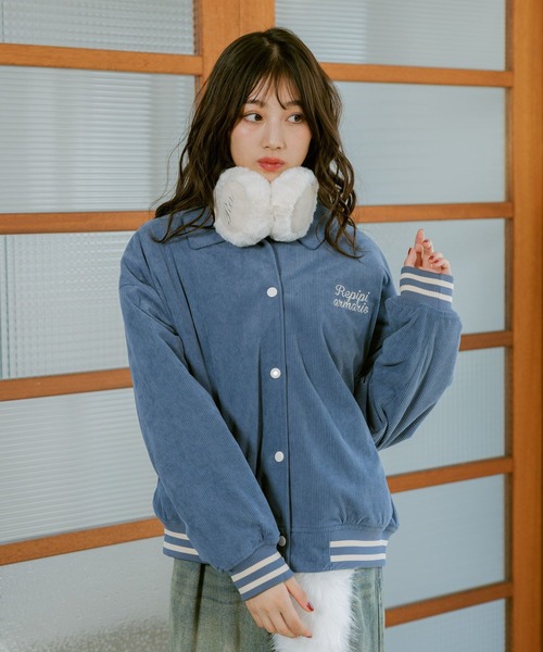 Calee コーデュロイ スタジャン バーガンディ L ジャケット Calee