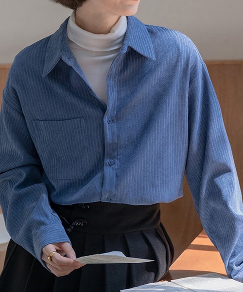 セール】【SETUP7】ベロアコーデュロイ長袖シャツ KNF149（シャツ