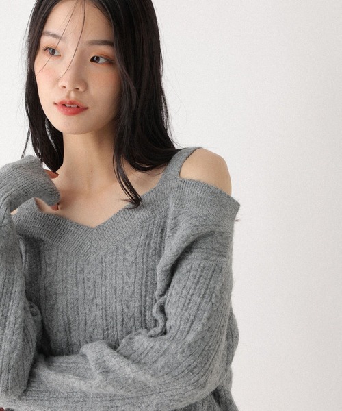 Heather(ヘザー)の「ショルダーカットニット 598405(ニット/セーター・レディース・アイボリー/グレー/ピンク・FREE)」の14枚目の写真