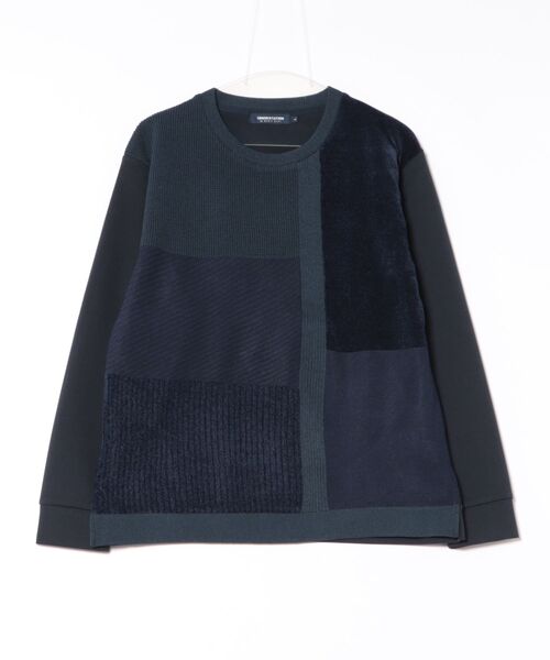 UNION STATION（ユニオンステーション）の「ダンボール素材×フロント異素材クレイジーニット（スウェット・メンズ・ブラウン/ホワイト/ブラック/ネイビー・L/M/LL）」の4枚目の写真