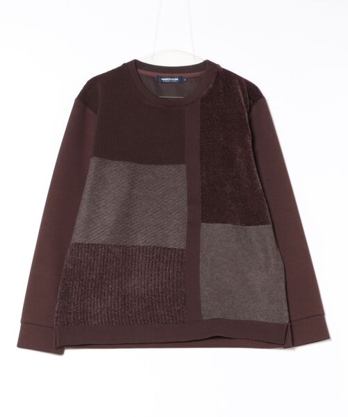 UNION STATION（ユニオンステーション）の「ダンボール素材×フロント異素材クレイジーニット（スウェット・メンズ・ブラウン/ホワイト/ブラック/ネイビー・L/M/LL）」の2枚目の写真