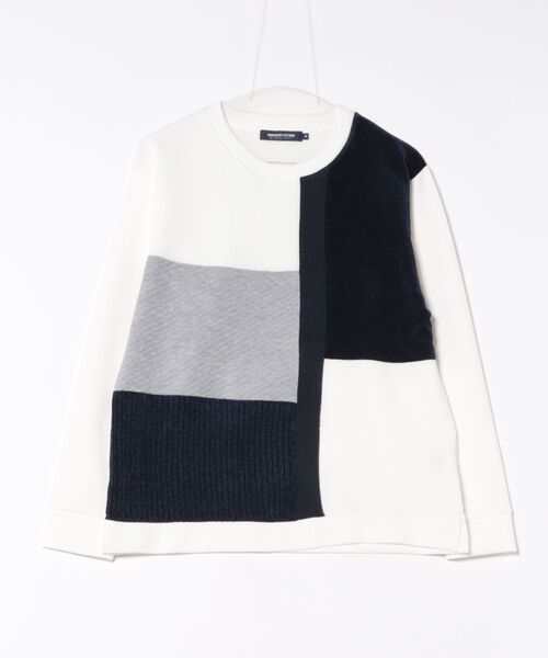 UNION STATION（ユニオンステーション）の「ダンボール素材×フロント異素材クレイジーニット（スウェット・メンズ・ブラウン/ホワイト/ブラック/ネイビー・L/M/LL）」の3枚目の写真