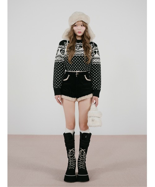 新品未使用 ダーリッチ ポイントボアコーデュロイショートパンツ 【M】 ポイントボアコーデュロイショートパンツ（その他パンツ）｜Darich