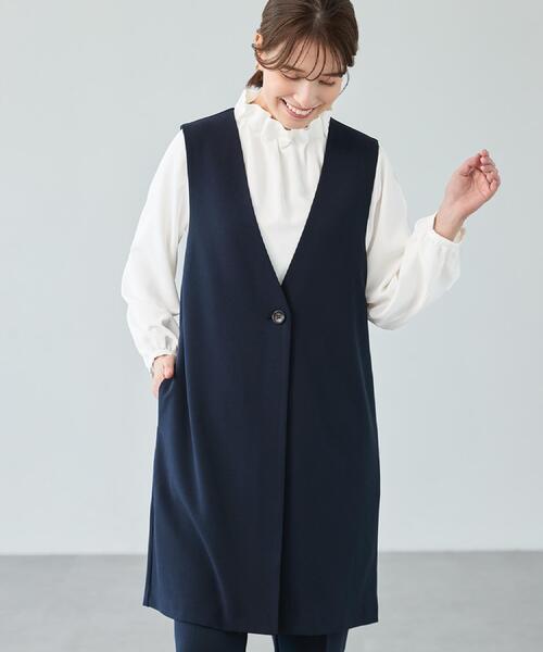 SHOO・LA・RUE（シューラルー）の「【洗濯機可/S-3L】上品で華やか スタンドフリルブラウス（シャツ/ブラウス・レディース・オフホワイト/ライトベージュ/ブラック・01/02/03/04/05）」の5枚目の写真