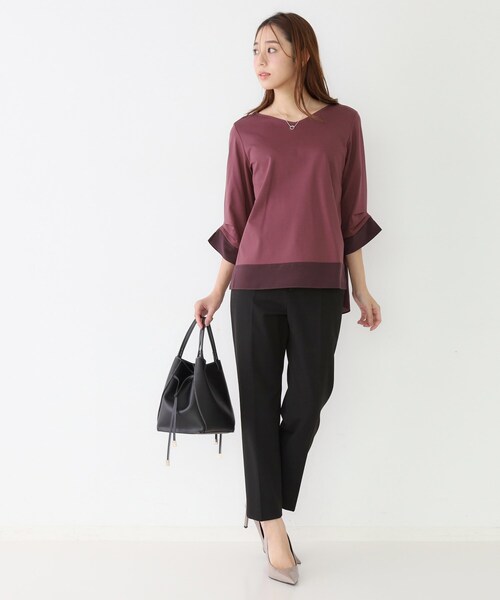 COUP DE CHANCE（クードシャンス）の「【手洗い可／日本製】異素材ドッキングのカットソー（Tシャツ/カットソー・レディース・ネイビー系/ブラック系/ネイビー/ボルドー・38/34）」の7枚目の写真