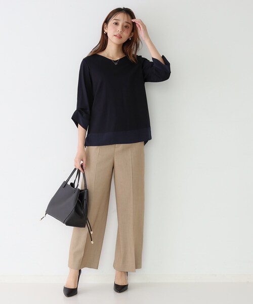 COUP DE CHANCE（クードシャンス）の「【手洗い可／日本製】異素材ドッキングのカットソー（Tシャツ/カットソー・レディース・ネイビー系/ブラック系/ネイビー/ボルドー・38/34）」の11枚目の写真