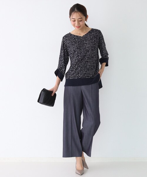 COUP DE CHANCE（クードシャンス）の「【手洗い可／日本製】異素材ドッキングのカットソー（Tシャツ/カットソー・レディース・ネイビー系/ブラック系/ネイビー/ボルドー・38/34）」の18枚目の写真