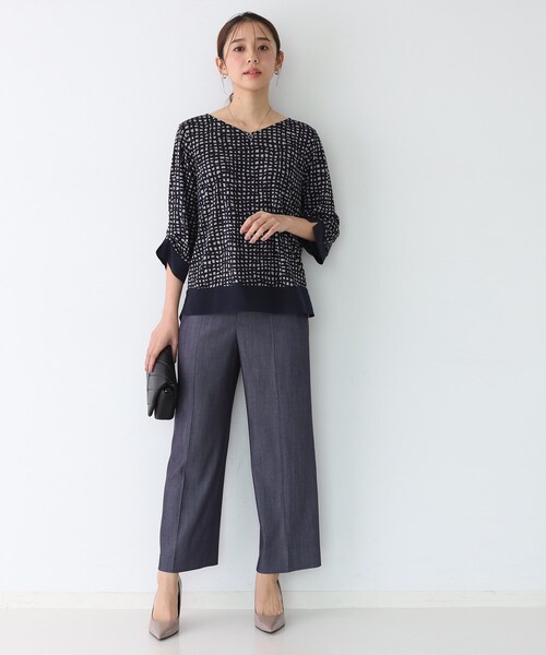 COUP DE CHANCE（クードシャンス）の「【手洗い可／日本製】異素材ドッキングのカットソー（Tシャツ/カットソー・レディース・ネイビー系/ブラック系/ネイビー/ボルドー・38/34）」の19枚目の写真