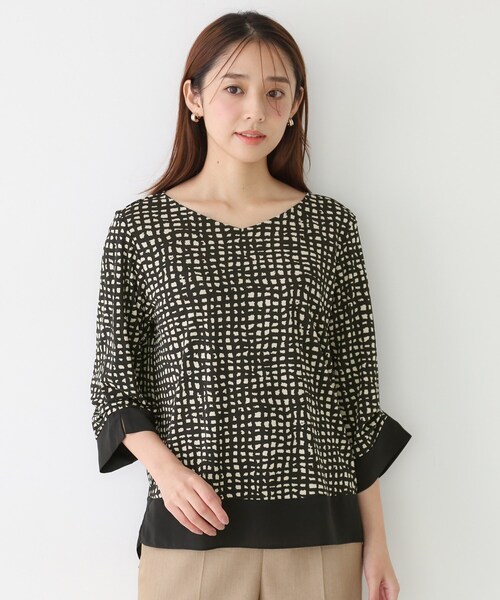 COUP DE CHANCE（クードシャンス）の「【手洗い可／日本製】異素材ドッキングのカットソー（Tシャツ/カットソー・レディース・ネイビー系/ブラック系/ネイビー/ボルドー・38/34）」の21枚目の写真