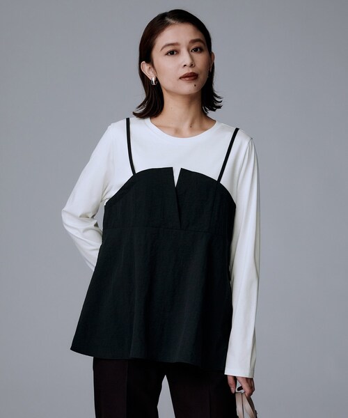 UNTITLED（アンタイトル）の「【洗える/ゆったりシルエット】ビスチェドッキング　プルオーバー（Tシャツ/カットソー・レディース・ブラウン系その他5/ブラック系4/ベージュ系4・48/44/04/02/50/00）」の2枚目の写真