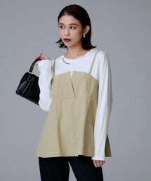 UNTITLED（アンタイトル）の「【洗える/ゆったりシルエット】ビスチェドッキング　プルオーバー（Tシャツ/カットソー・レディース）」